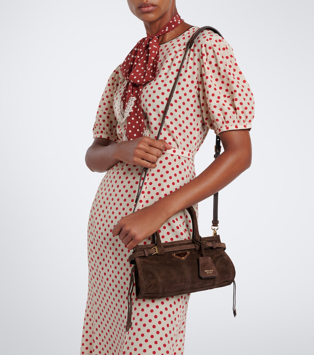 Prada - Prada Bonnie Mini suede top-handle bag