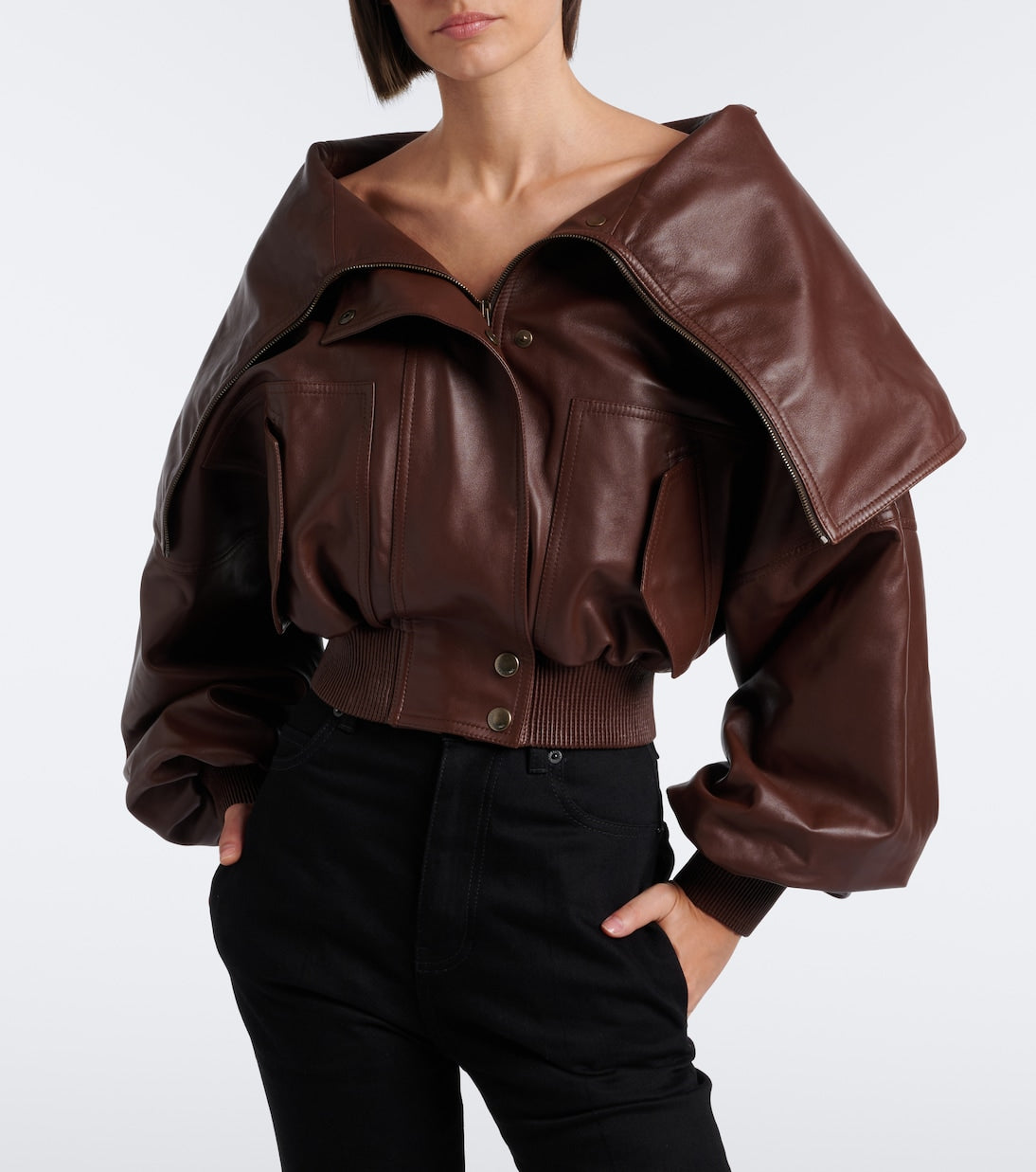 Balenciaga - Cropped leather blouson jacket