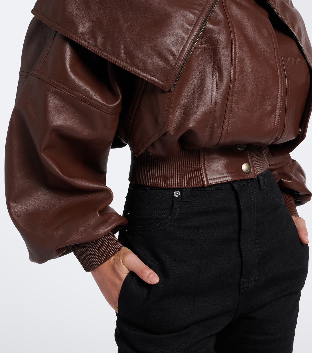 Balenciaga - Cropped leather blouson jacket