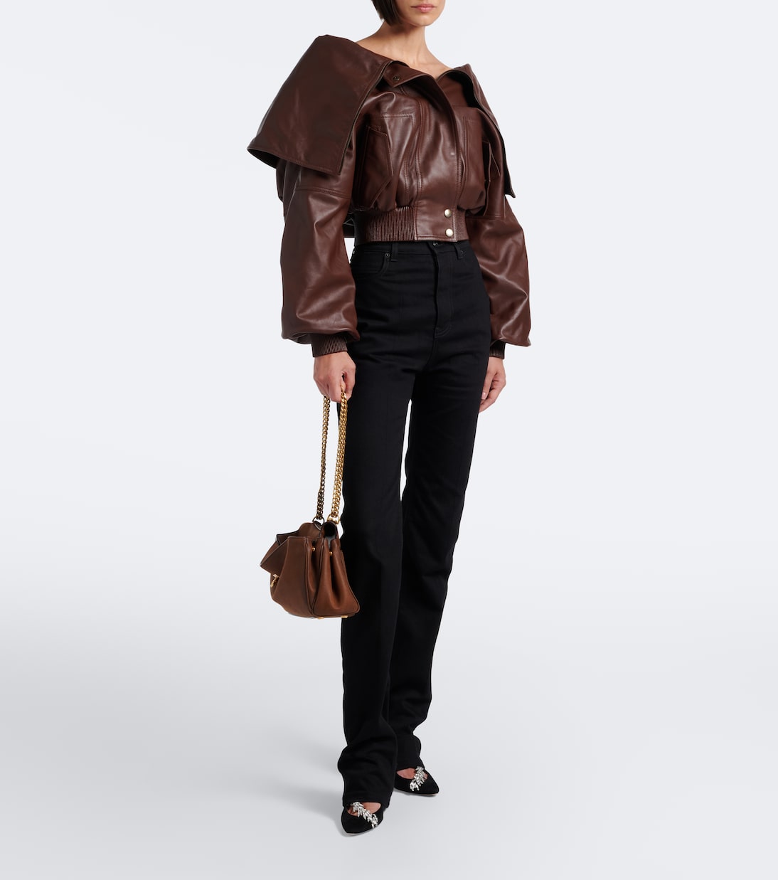 Balenciaga - Cropped leather blouson jacket