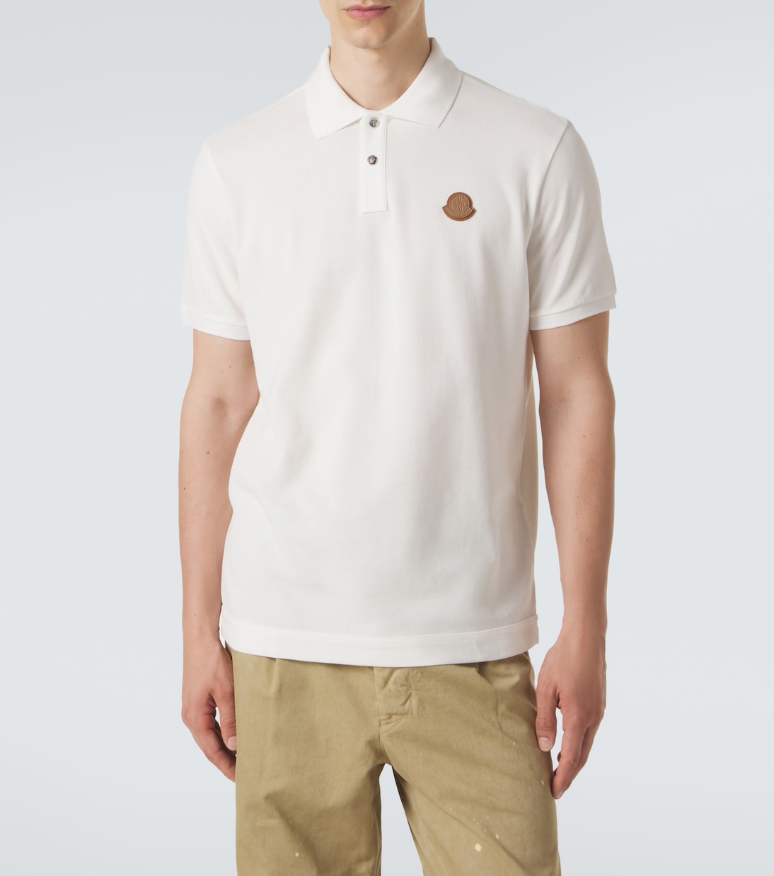 Moncler - Leather-trimmed cotton piqué polo shirt