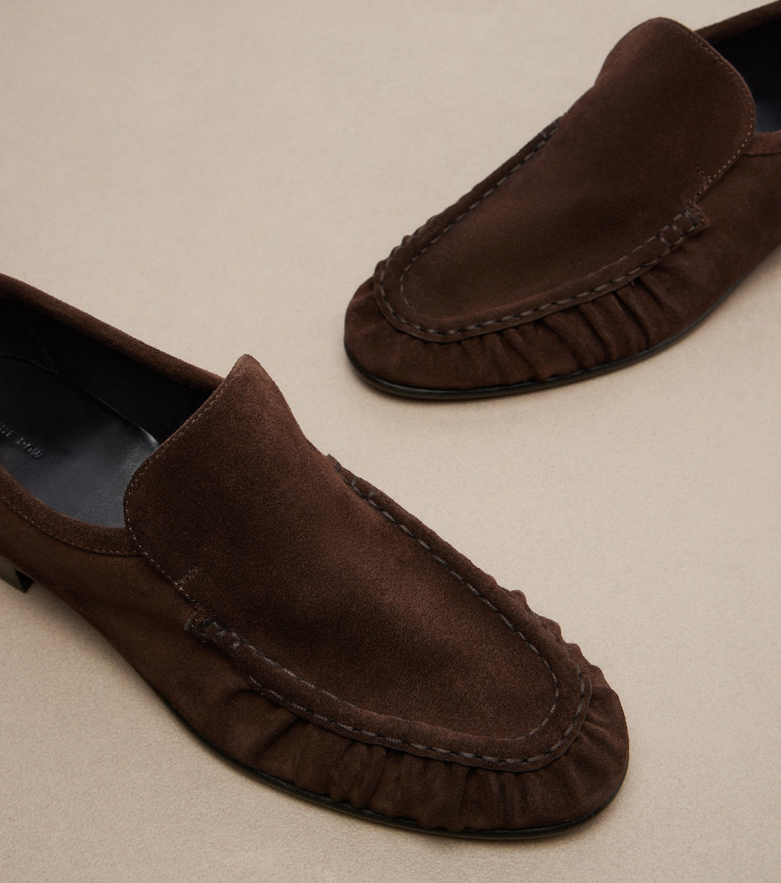 The Row - Soft ruched suede loafers