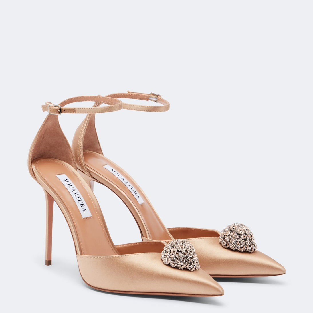 Aquazzura - Drop embellished satin slingback pumps