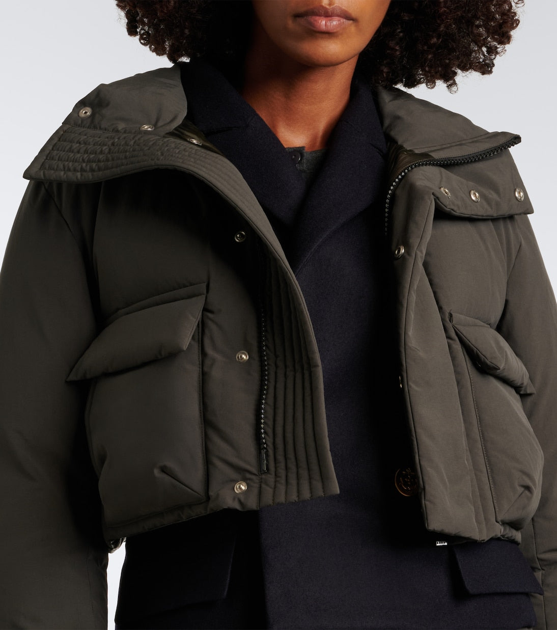 Sacai - Layered wool-trimmed down jacket