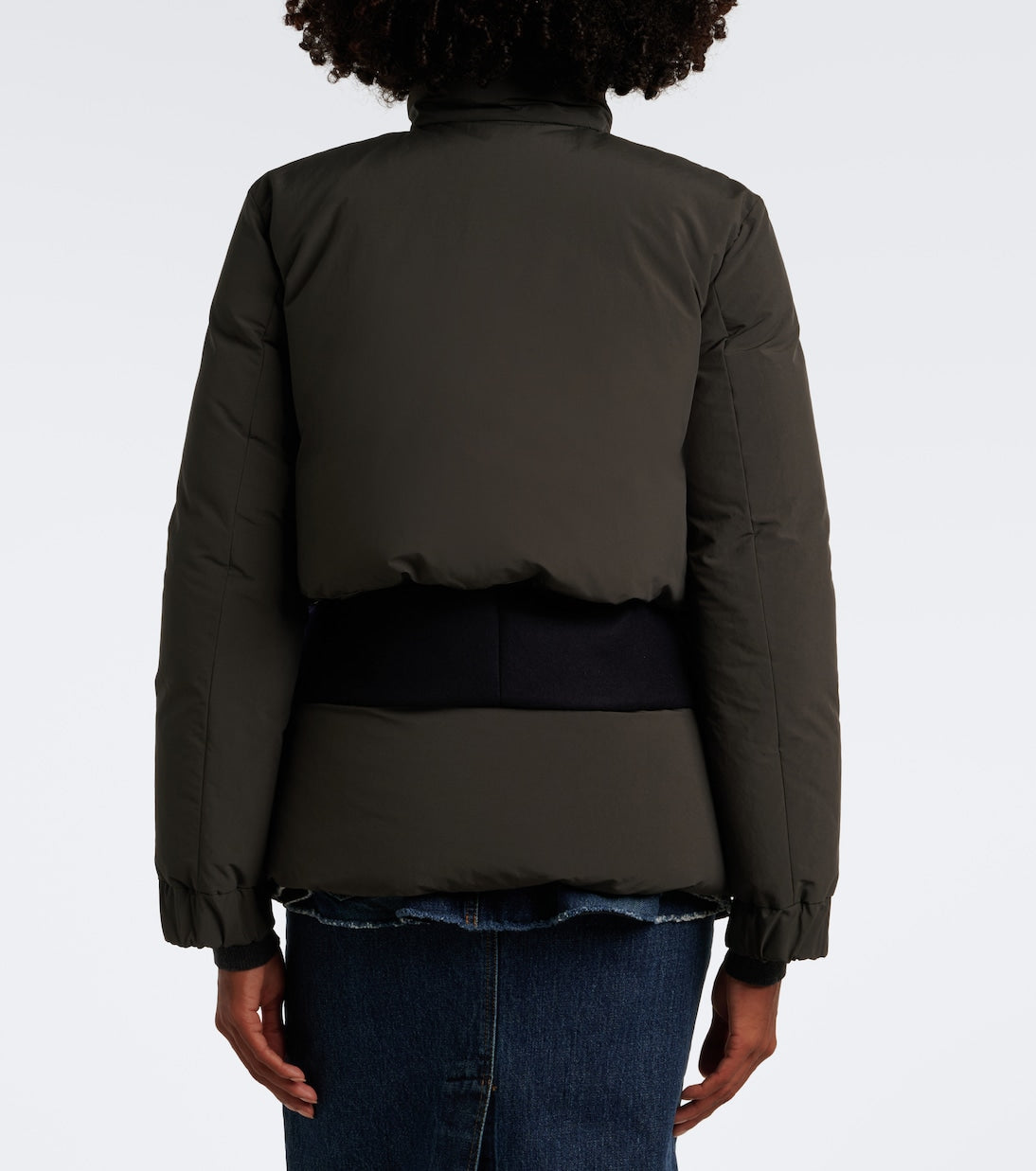 Sacai - Layered wool-trimmed down jacket