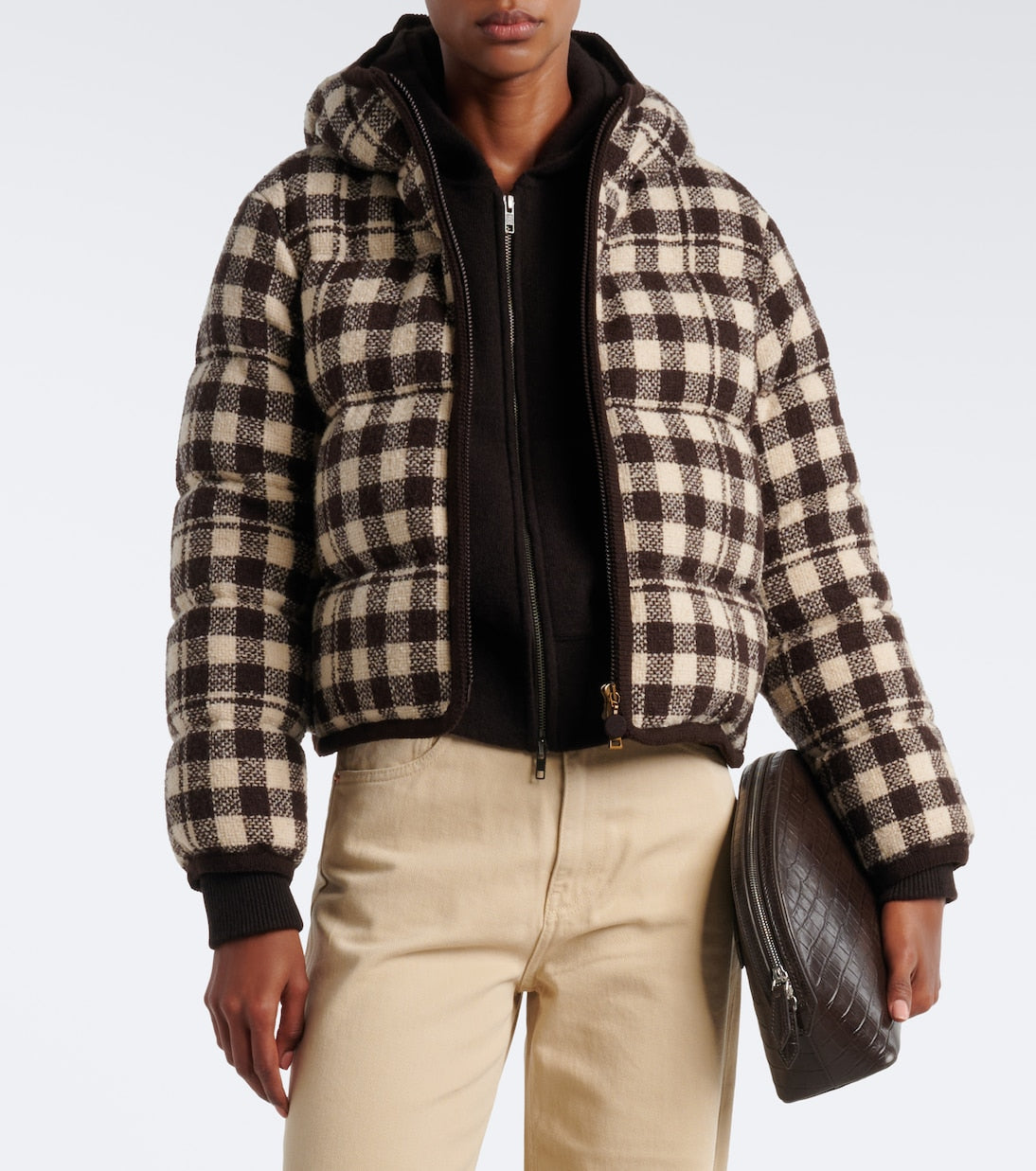 Moncler - Gingham wool-blend down jacket
