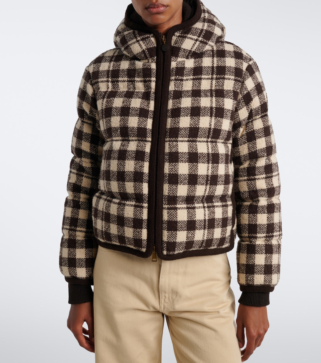Moncler - Gingham wool-blend down jacket