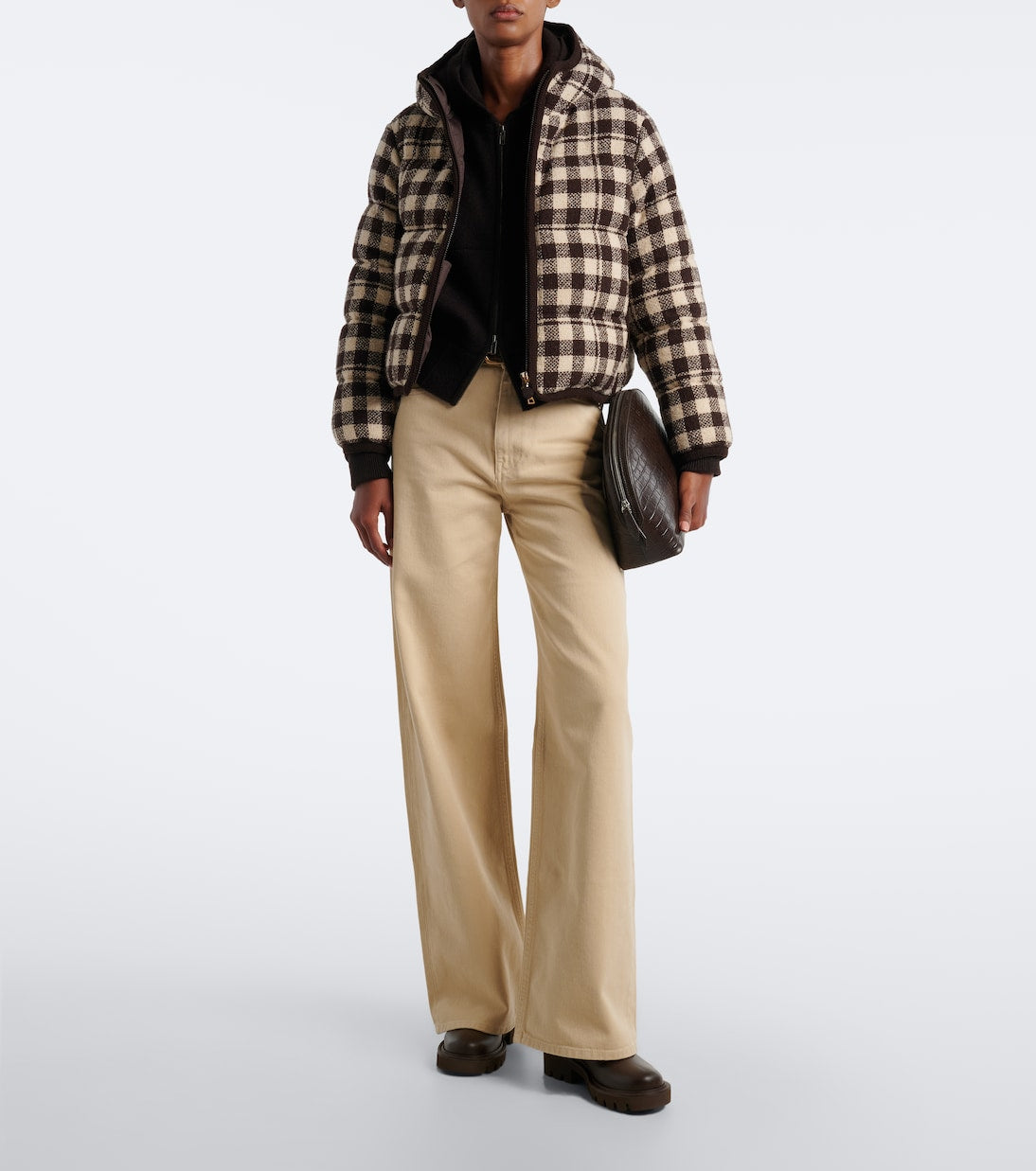 Moncler - Gingham wool-blend down jacket