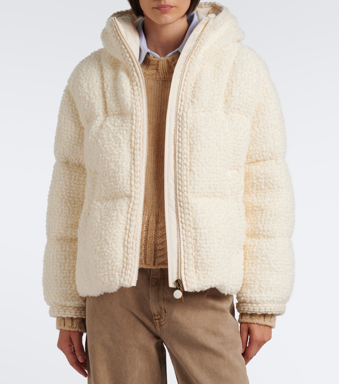Moncler - Cristallin wool-blend bouclé down jacket