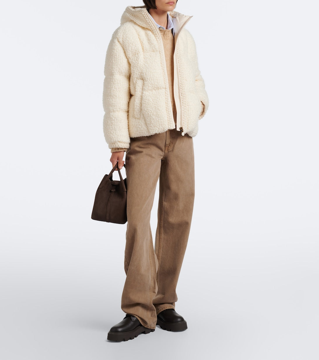 Moncler - Cristallin wool-blend bouclé down jacket
