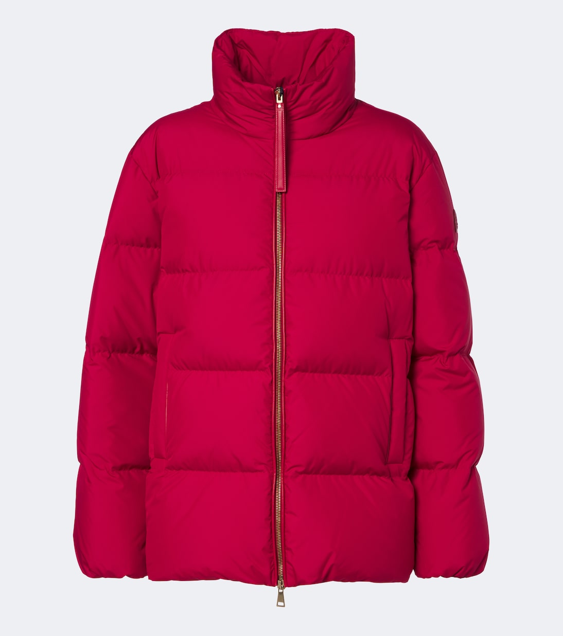Moncler - Leather-trimmed down jacket