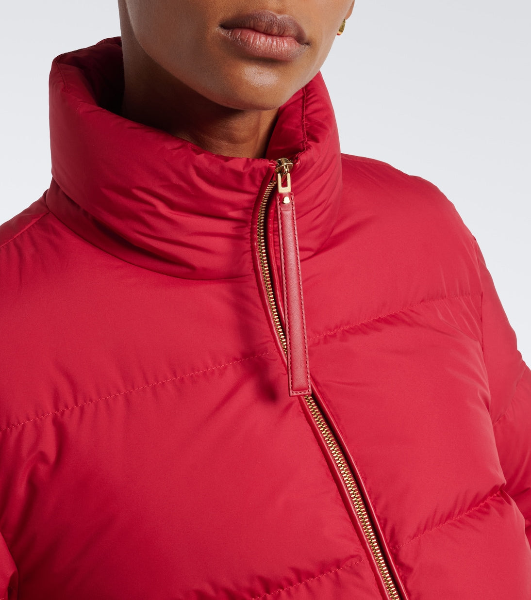 Moncler - Leather-trimmed down jacket