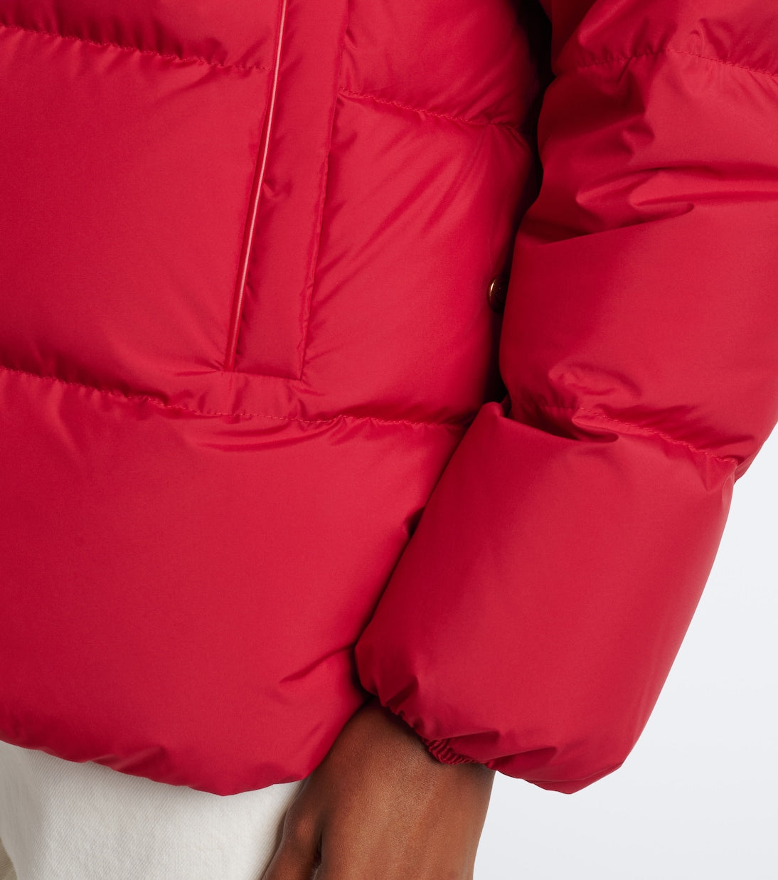 Moncler - Leather-trimmed down jacket