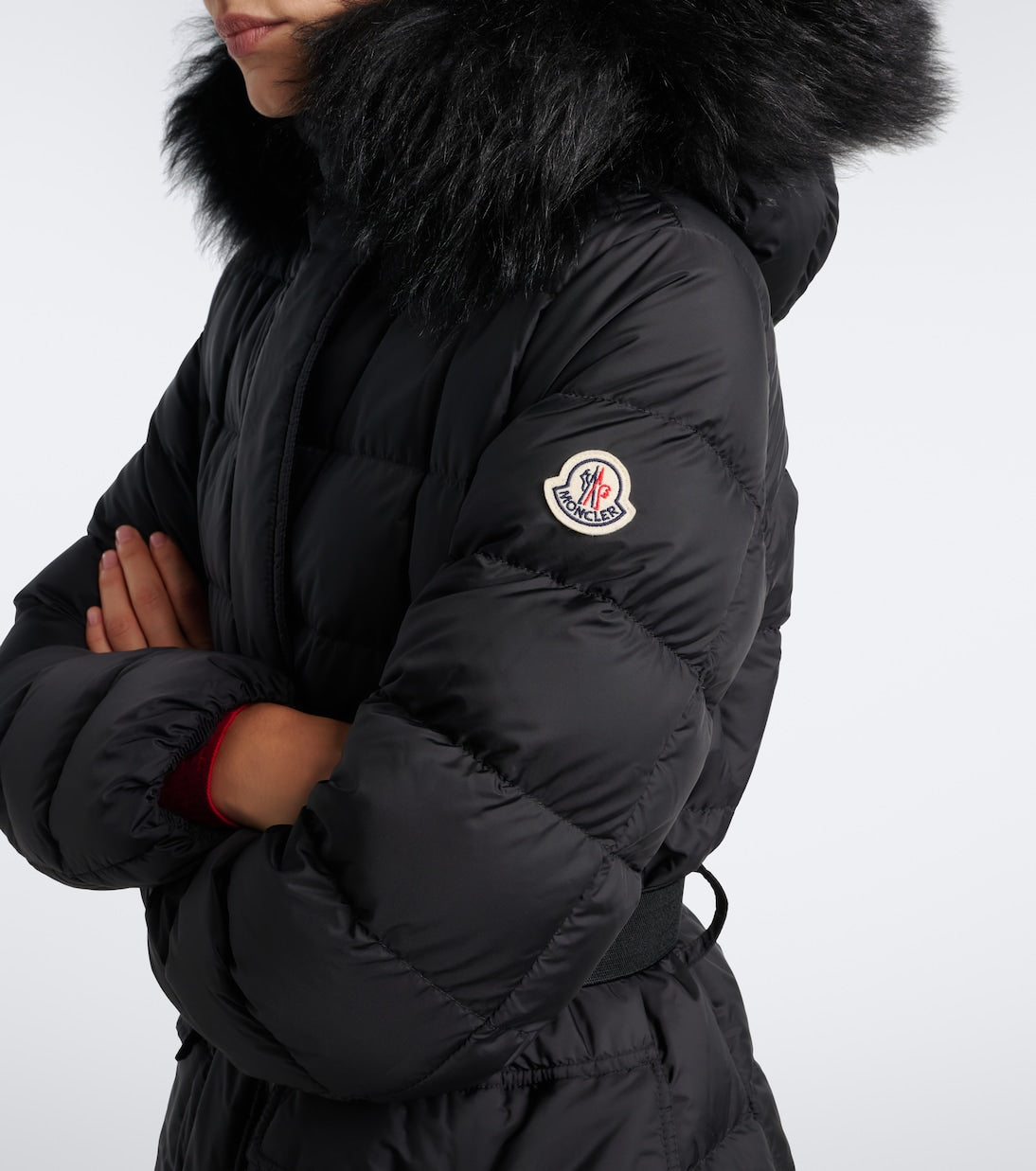 Moncler - Shearling-trimmed down coat