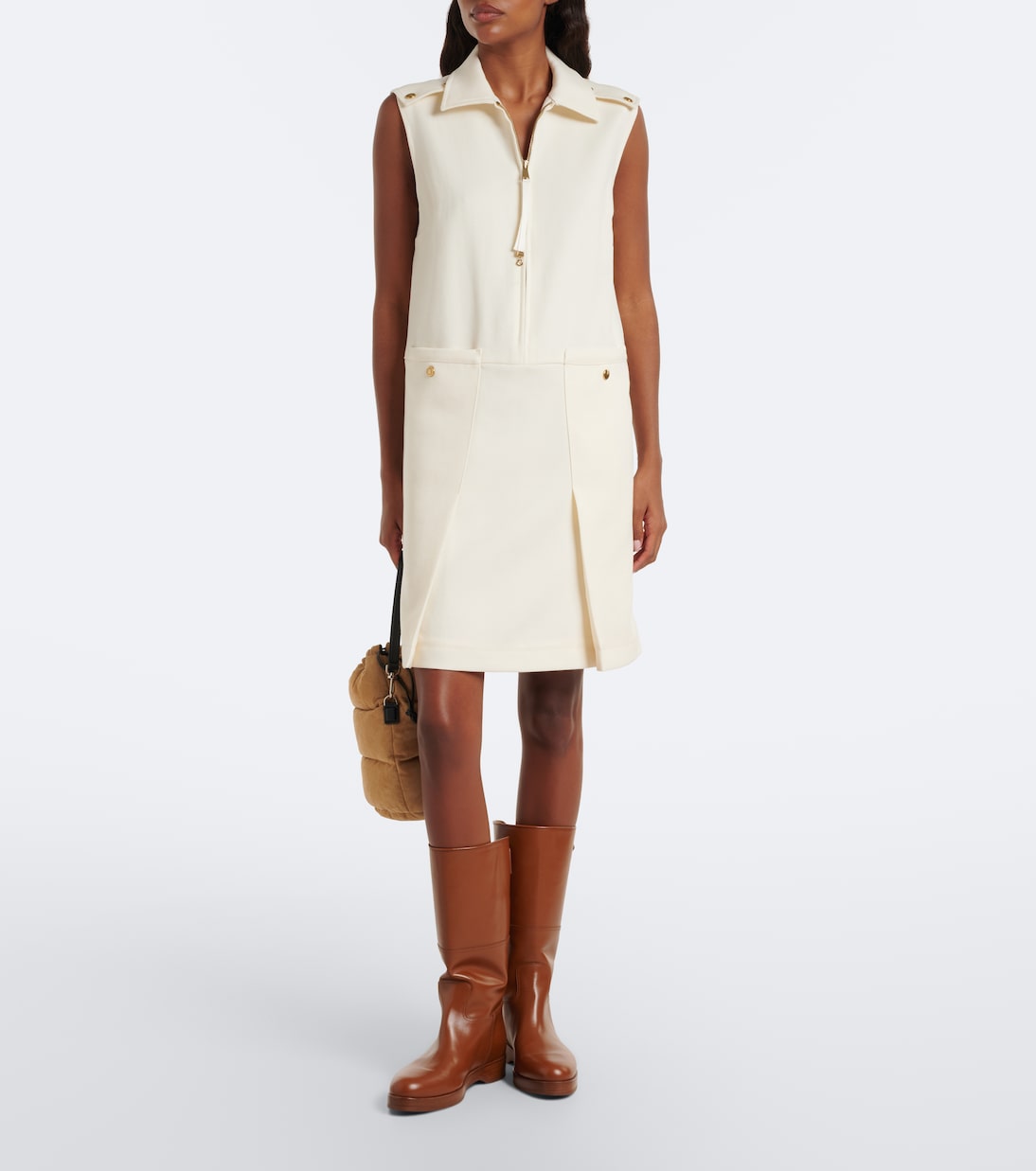 Moncler - Virgin wool gabardine minidress