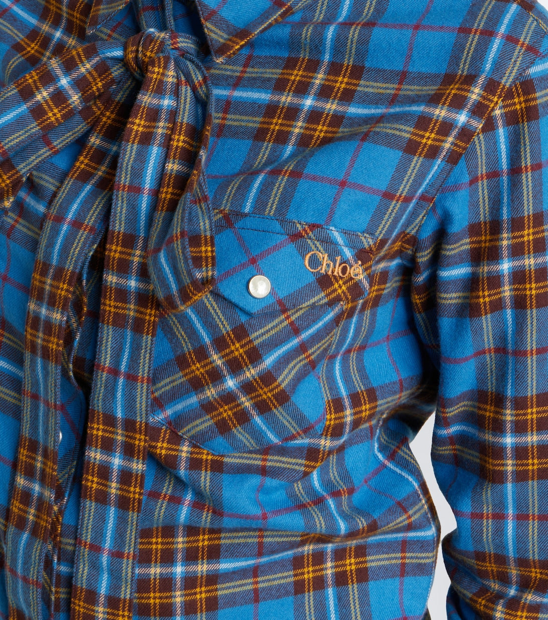 Chloé - Bow-detail checked cotton flannel shirt
