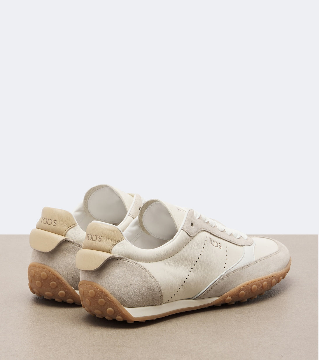 Tod's - Suede-trimmed leather sneakers