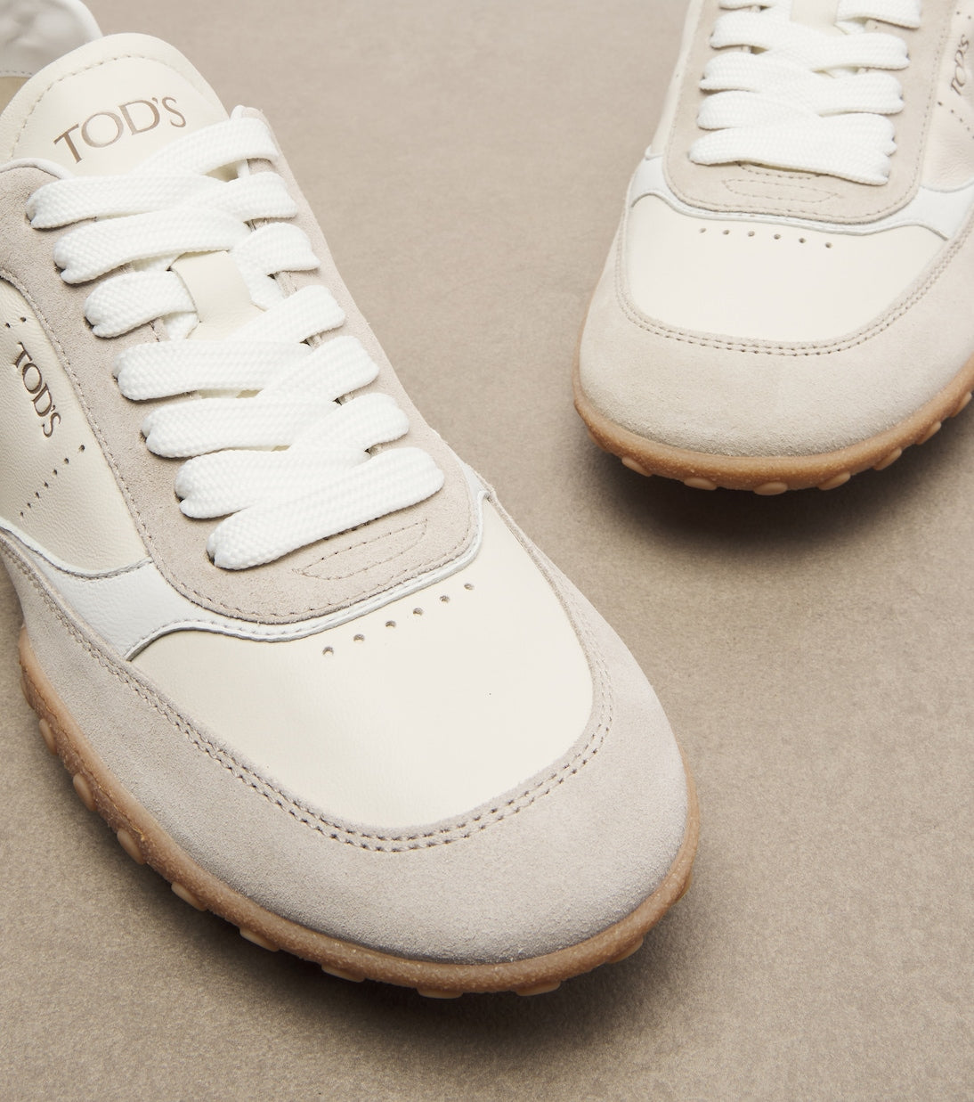 Tod's - Suede-trimmed leather sneakers