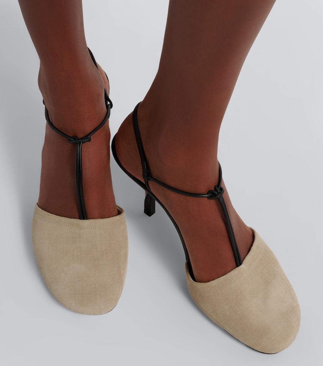 Jacquemus - Pina leather-trimmed suede slingback pumps