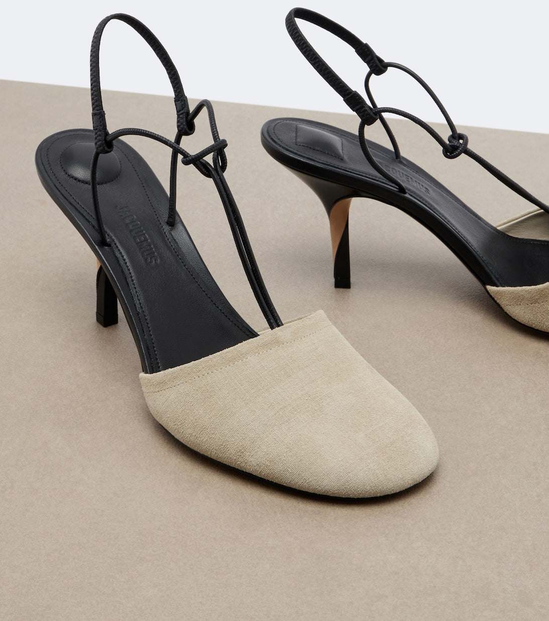Jacquemus - Pina leather-trimmed suede slingback pumps