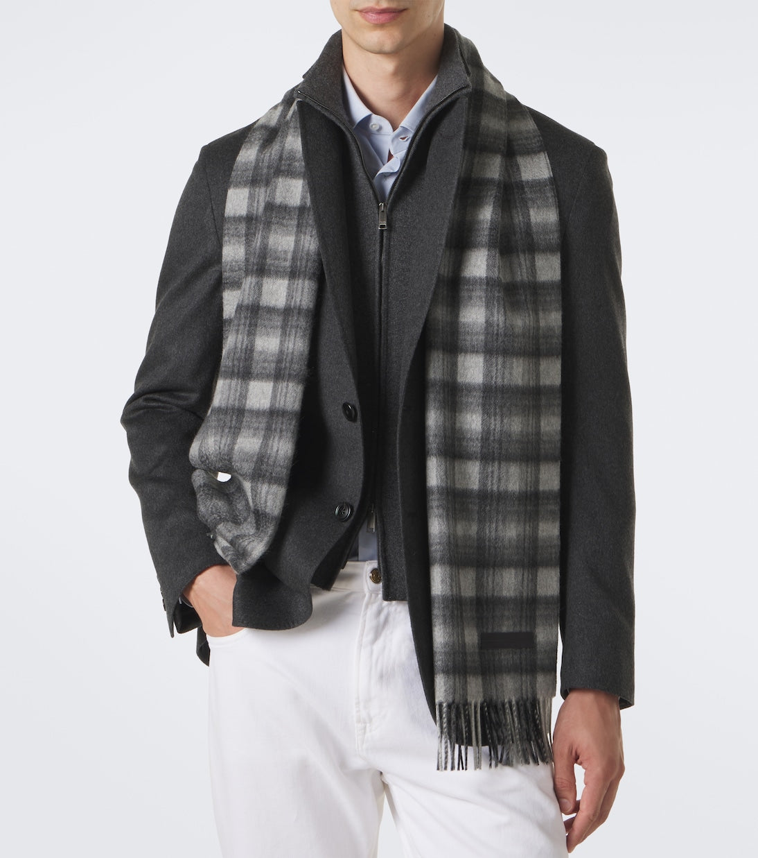 Zegna - Checked fringed cashmere scarf