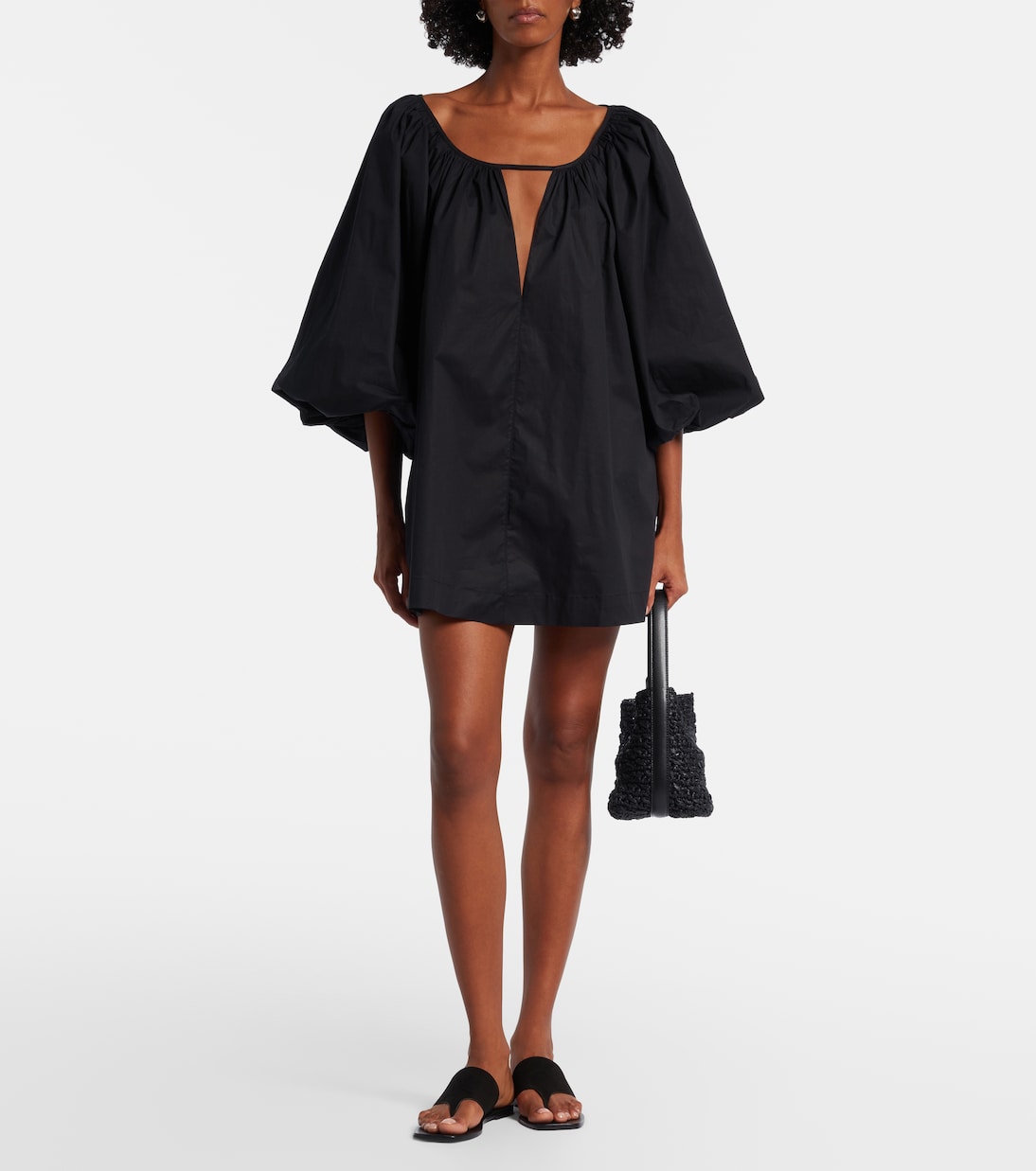 Adriana Degreas - Puff-sleeve cotton-blend minidress
