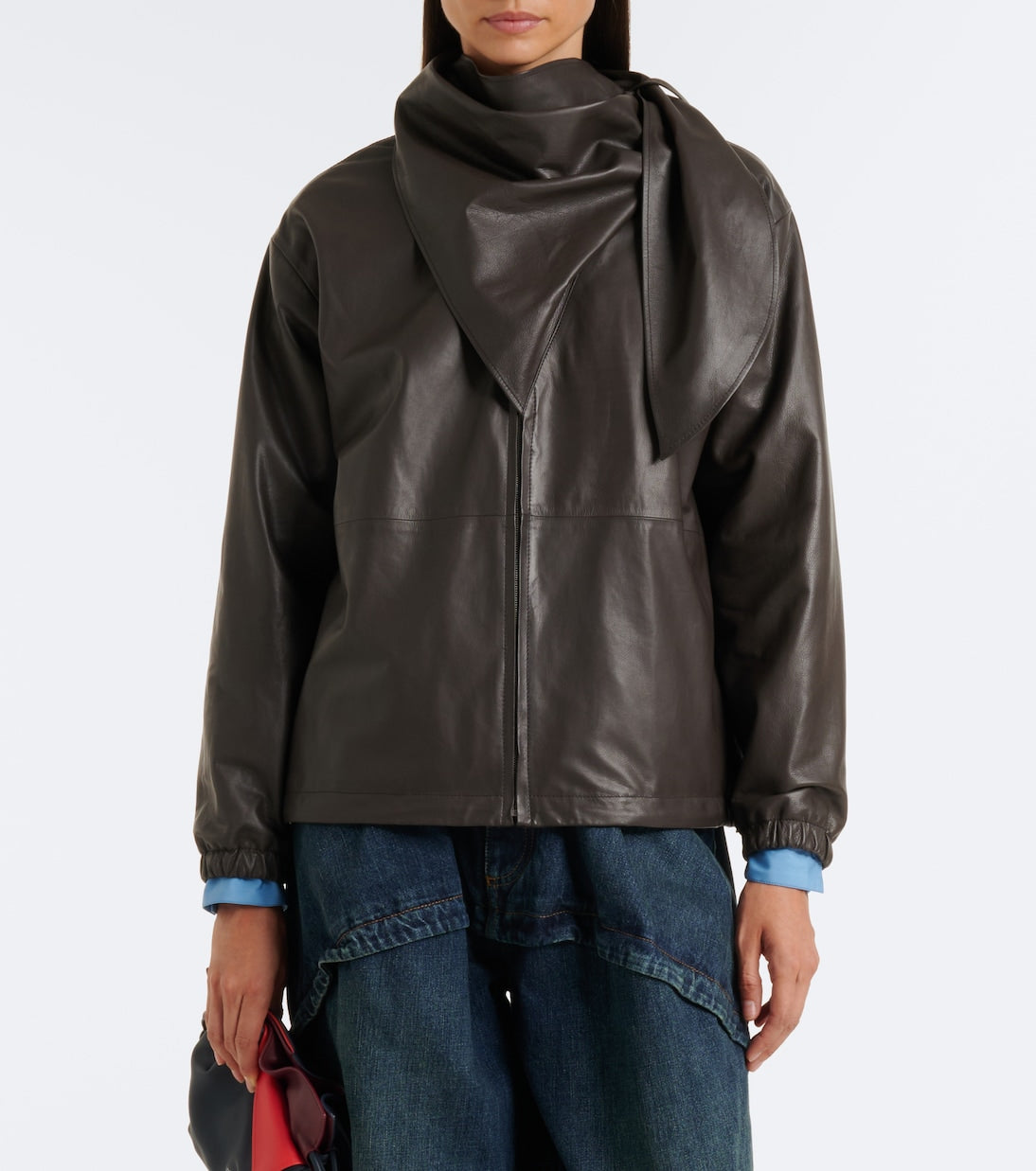 Loewe - Scarf-detail leather jacket