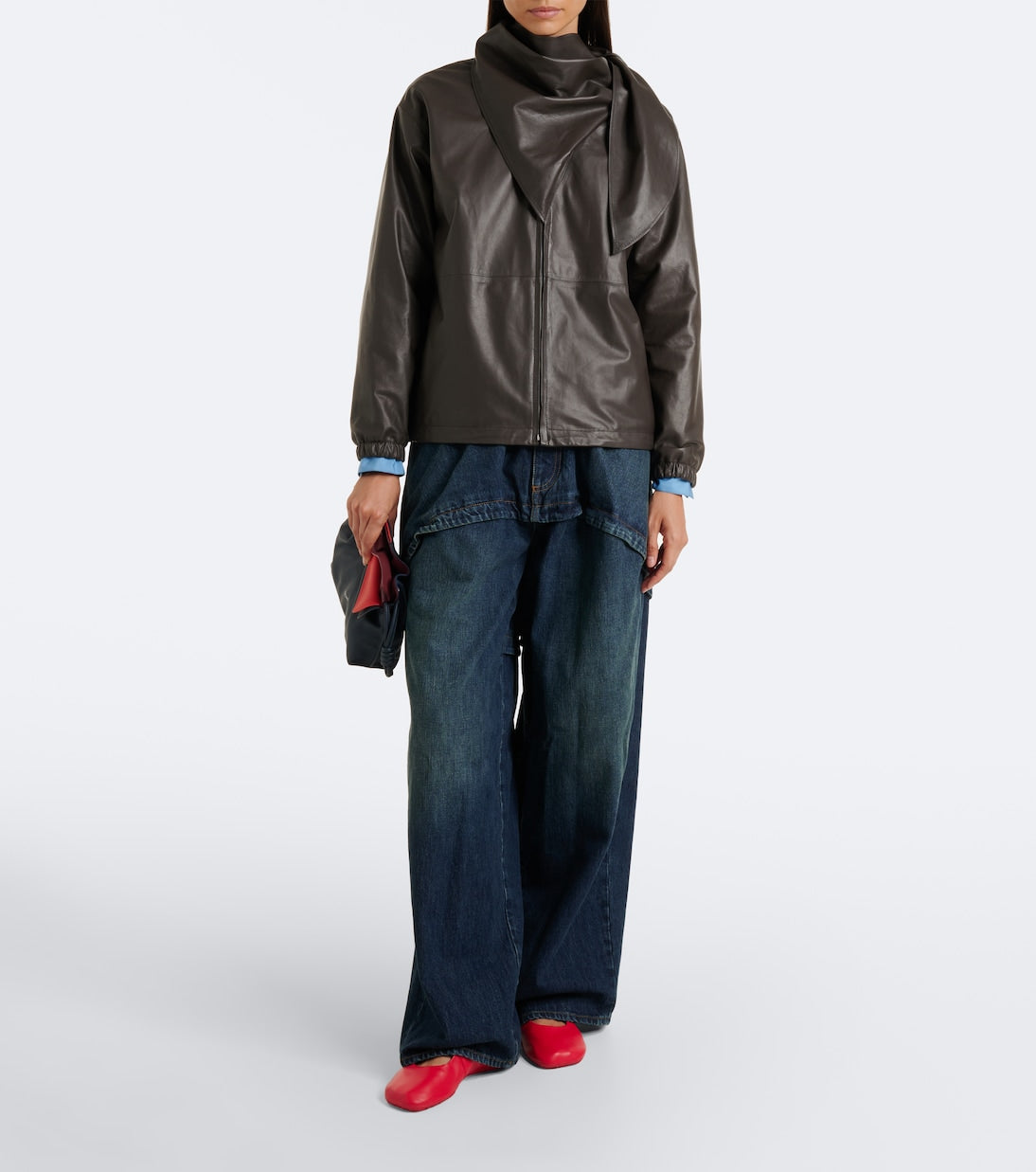 Loewe - Scarf-detail leather jacket