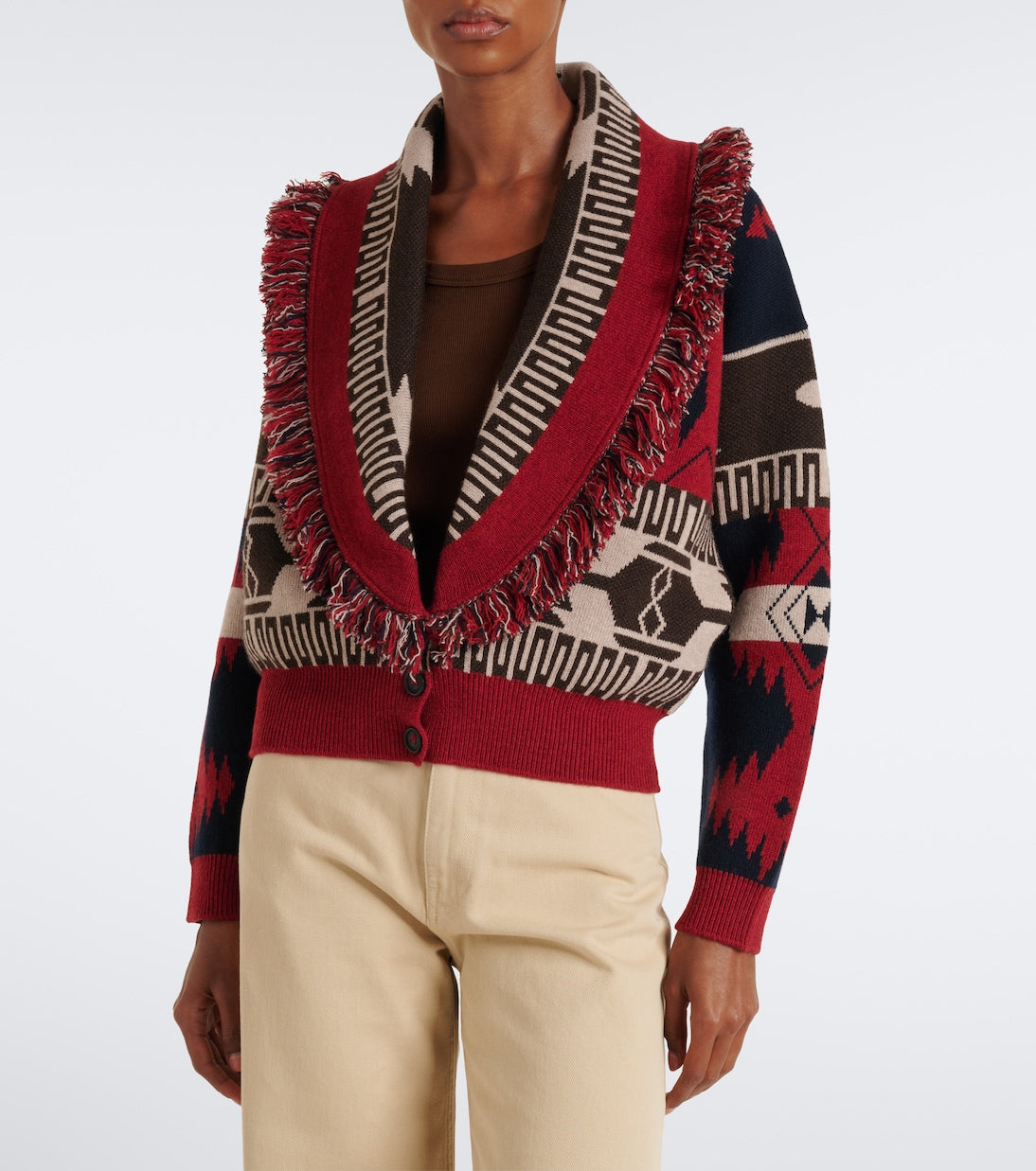 Alanui - Icon Jacquard wool and cashmere cardigan