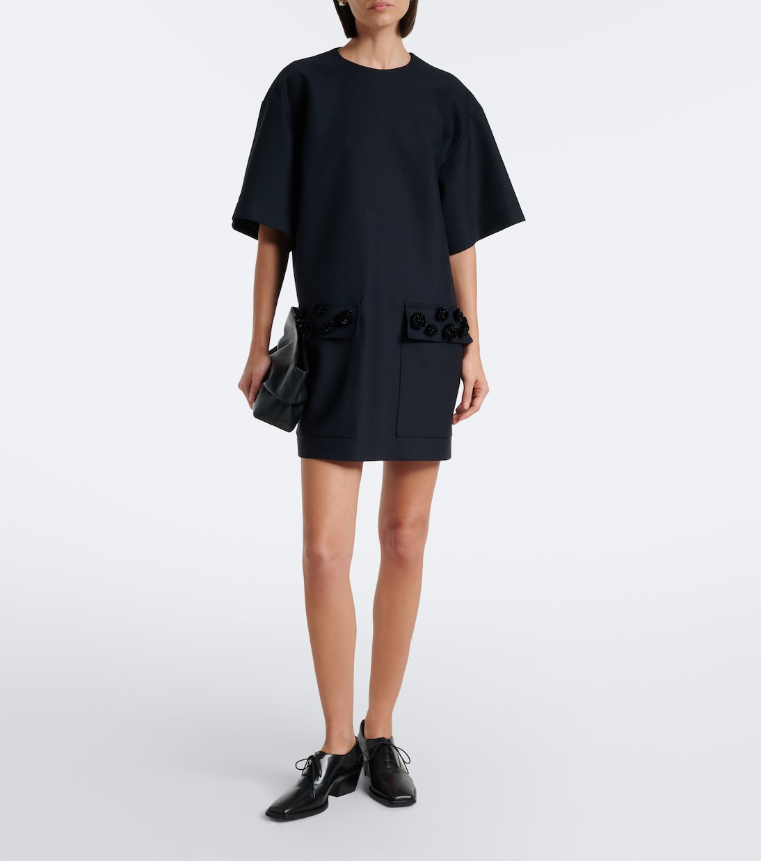 Plan C - Embellished wool-blend gabardine minidress