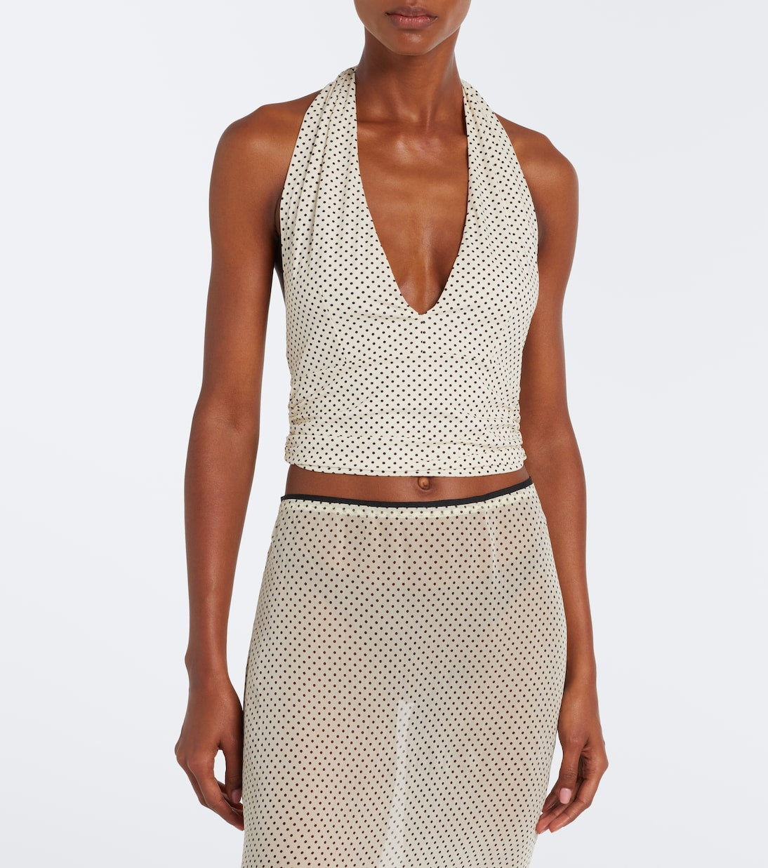 Hunza G - Polka-dot halterneck crop top