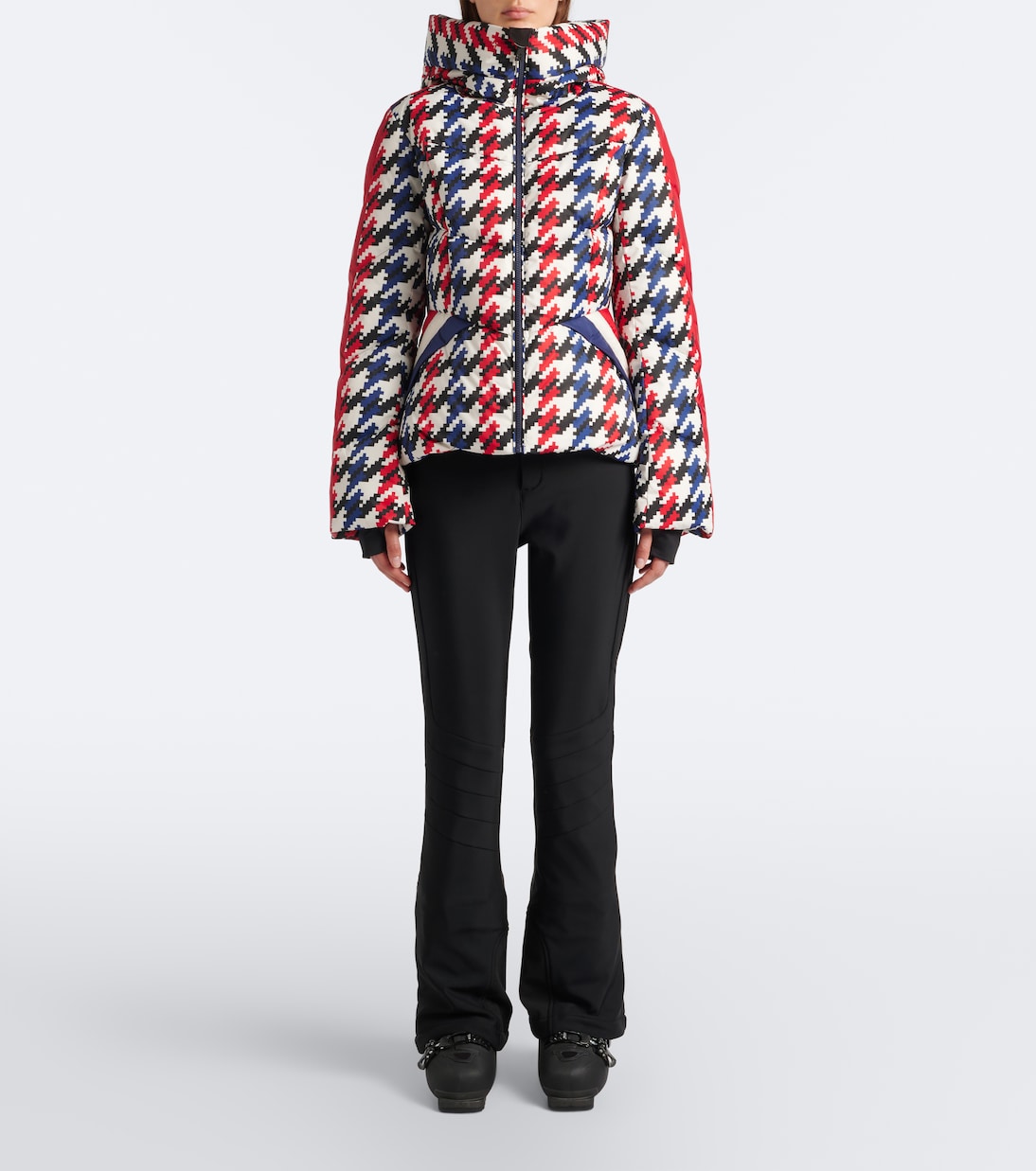 Perfect Moment - Duvet houndstooth hooded down ski jacket