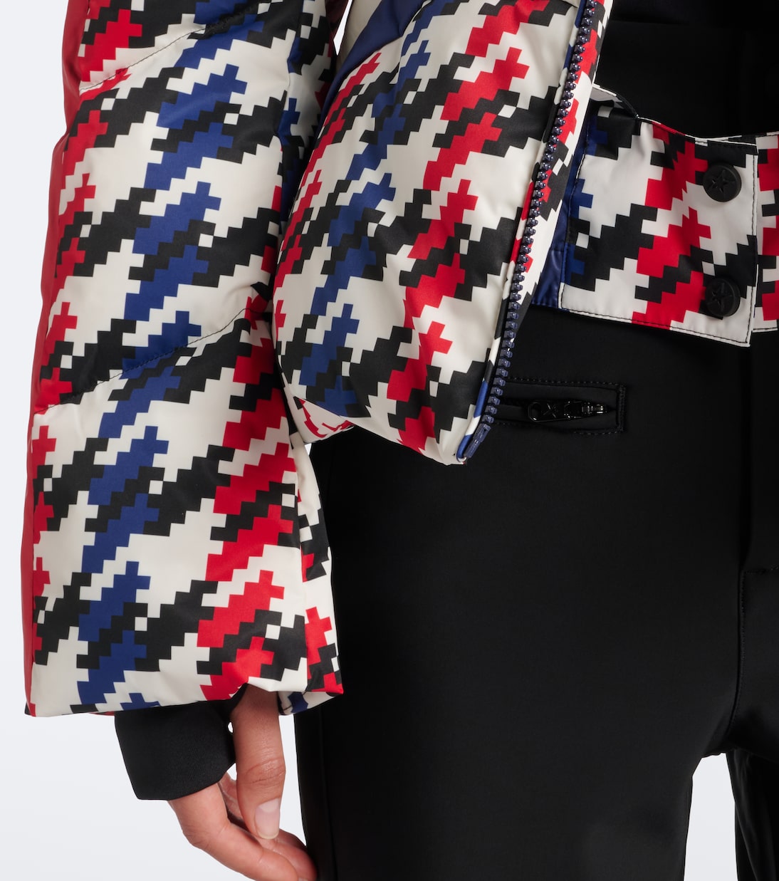 Perfect Moment - Duvet houndstooth hooded down ski jacket
