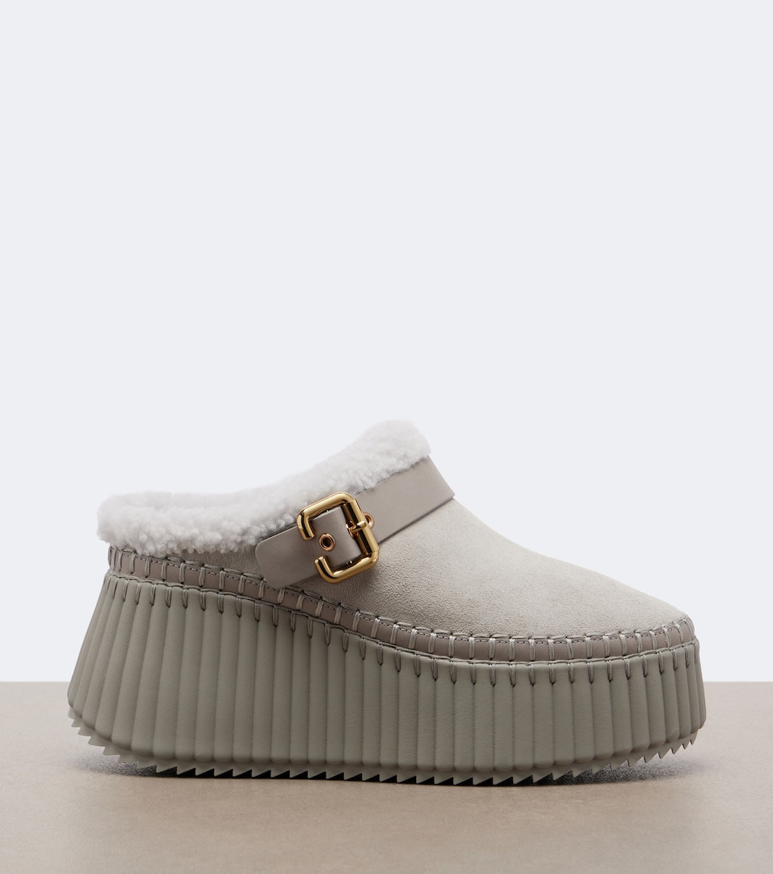 Chloé - Nama shearling-lined suede platform mules