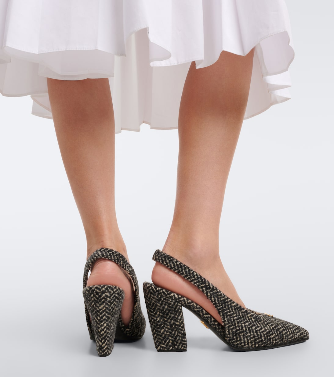 Prada - Herringbone slingback pumps