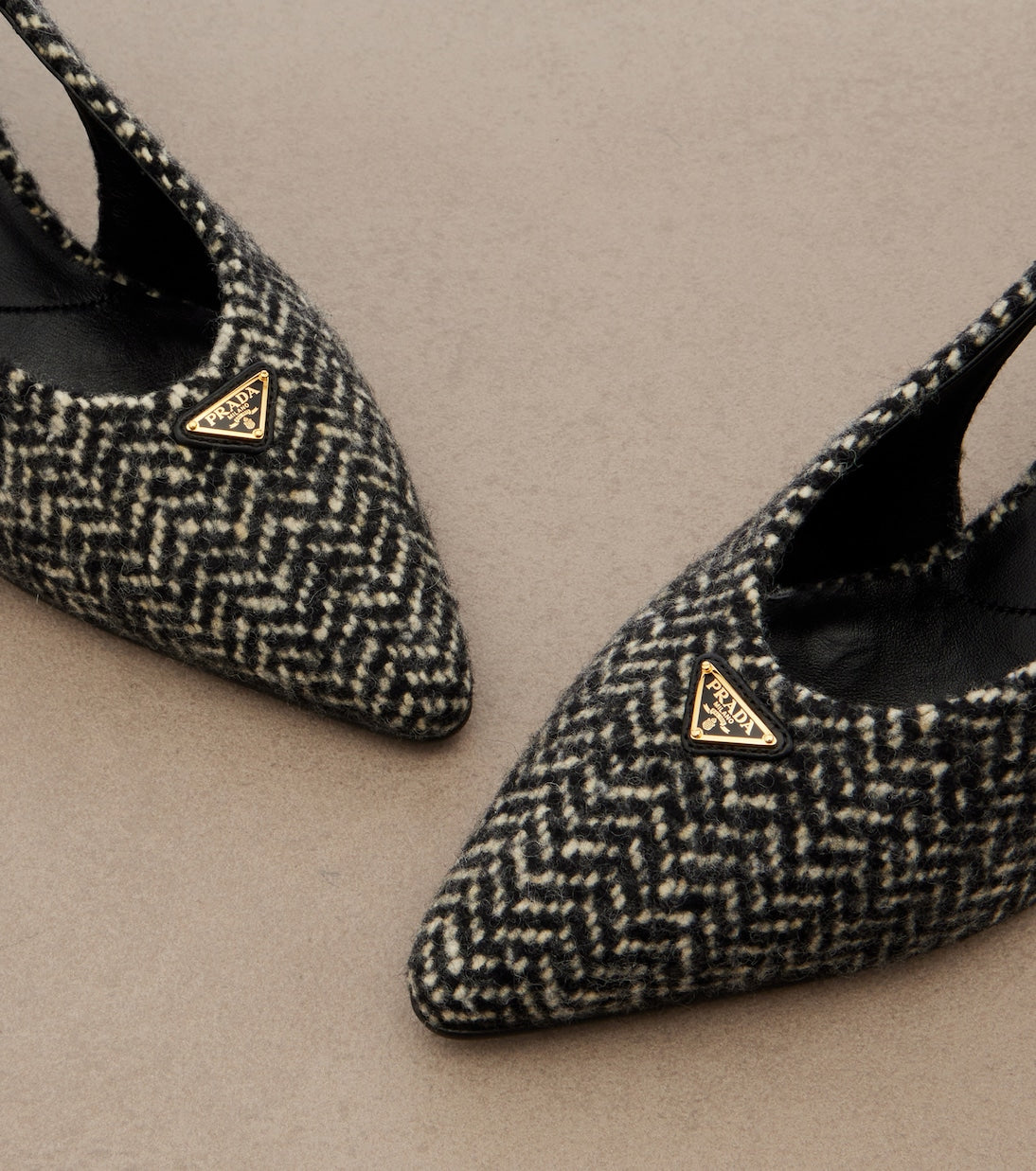 Prada - Herringbone slingback pumps
