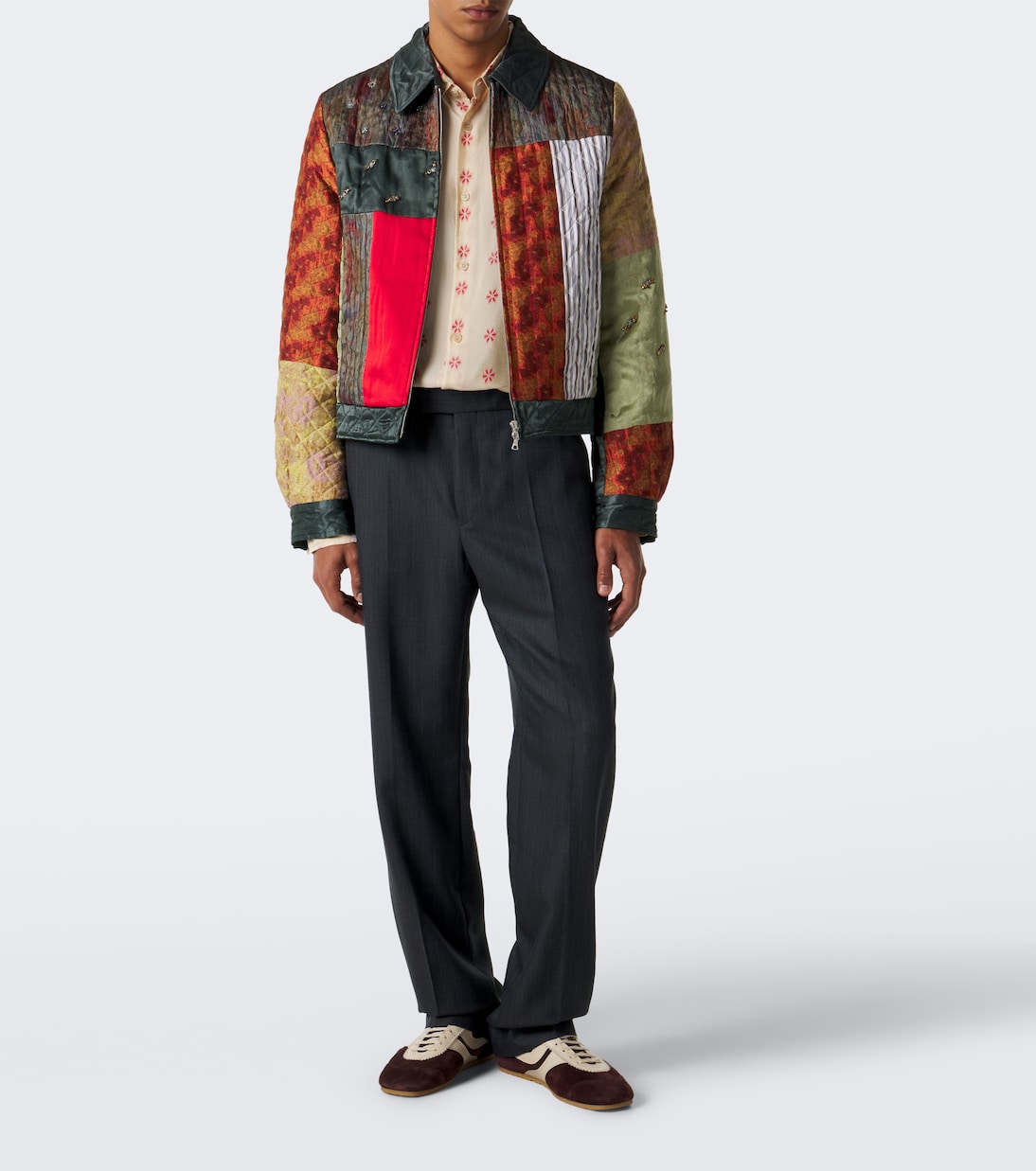 Dries Van Noten - Embellished patchwork blouson jacket