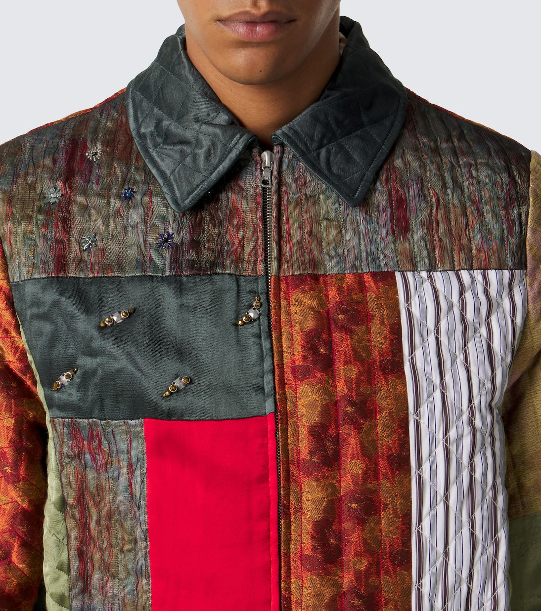 Dries Van Noten - Embellished patchwork blouson jacket
