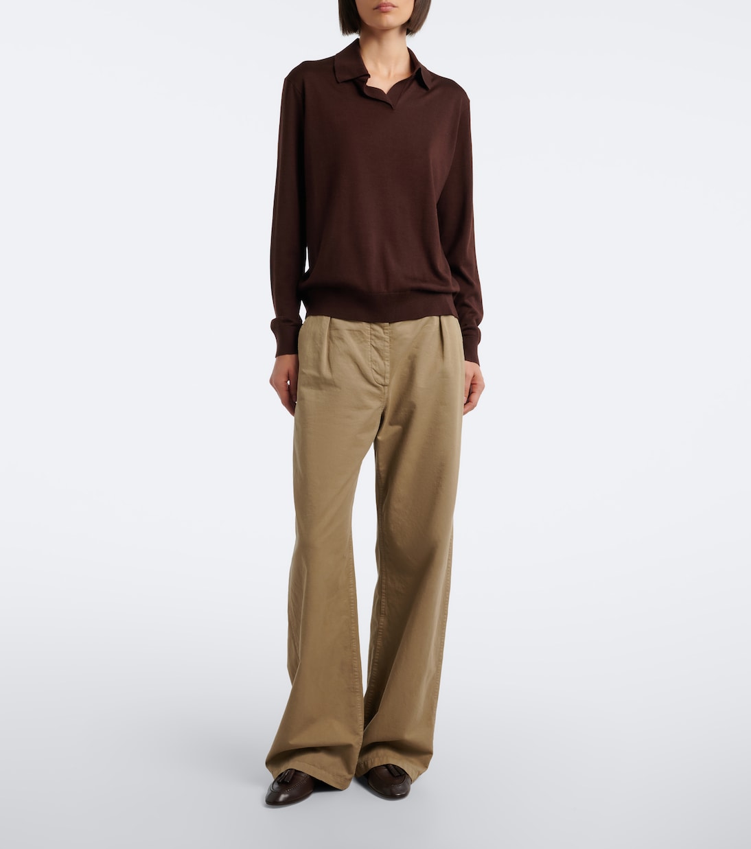 The Row - Adler cotton and cashmere wide-leg pants