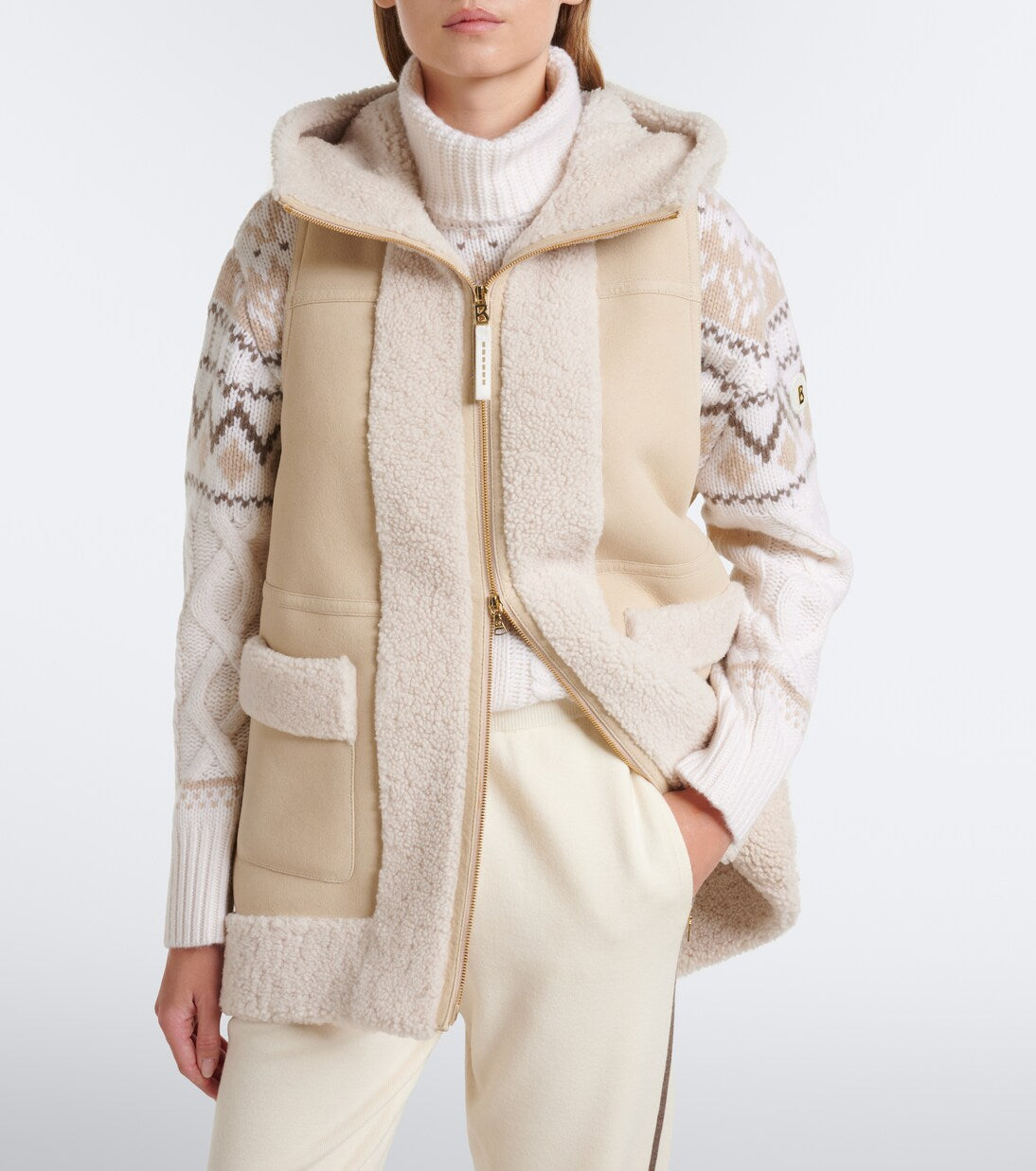 Bogner - Lonal shearling-trimmed suede ski vest