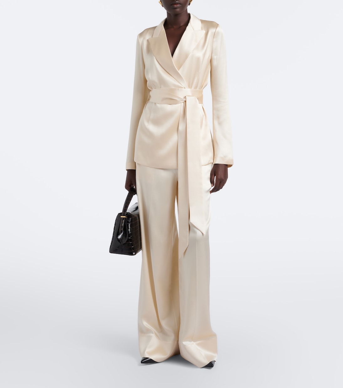 Joseph - Archer belted silk satin jacket