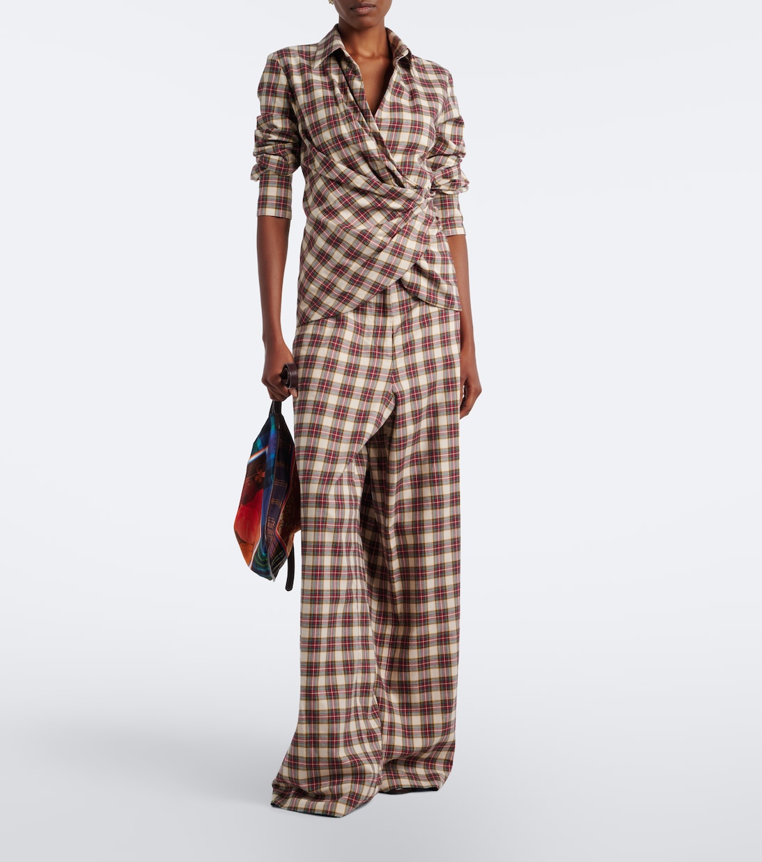 Dries Van Noten - Plaid cotton flannel wide-leg pants