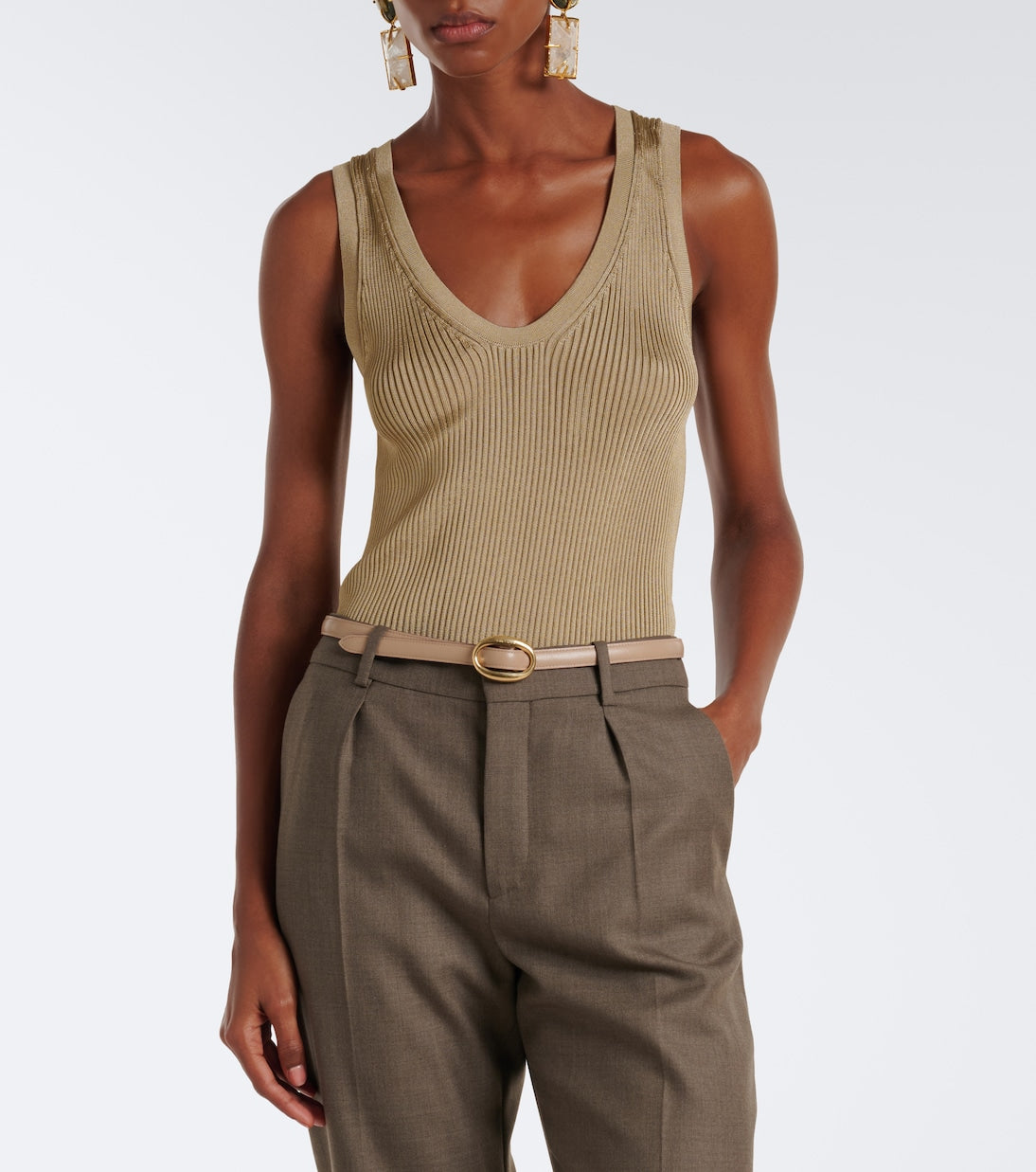 Saint Laurent - Cassandre ribbed-knit tank top