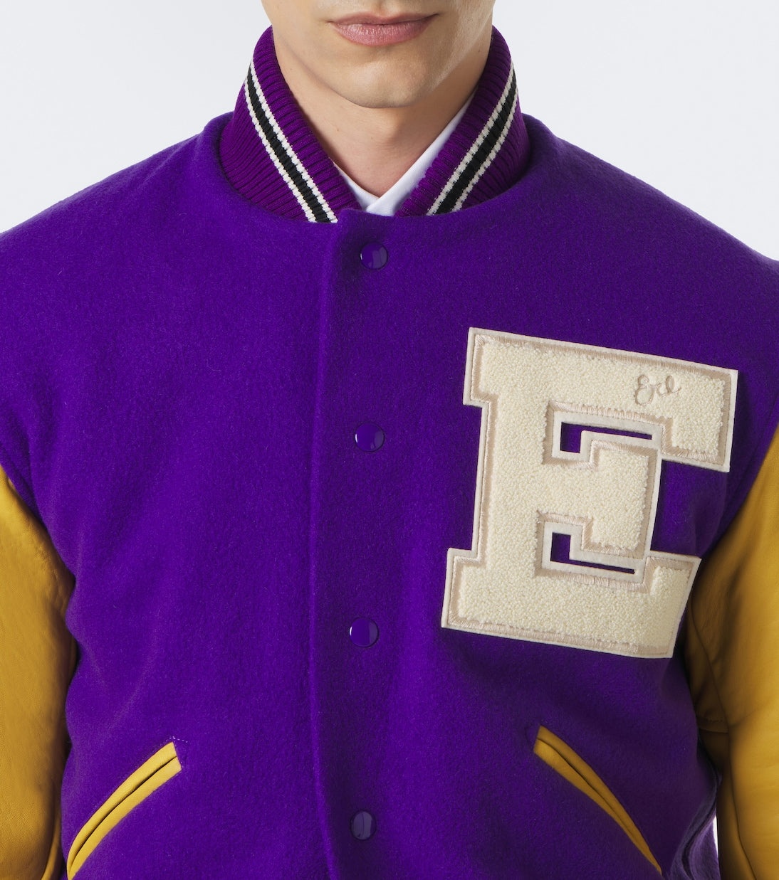 ERL - Leather-trimmed wool-blend bomber jacket