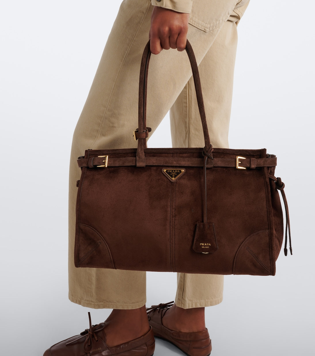 Prada - Prada Bonnie Large suede tote bag