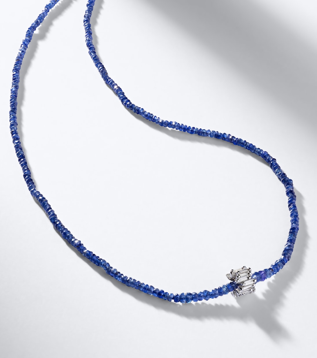 Suzanne Kalan - Infinite 18kt white gold beaded necklace with sapphires and diamonds