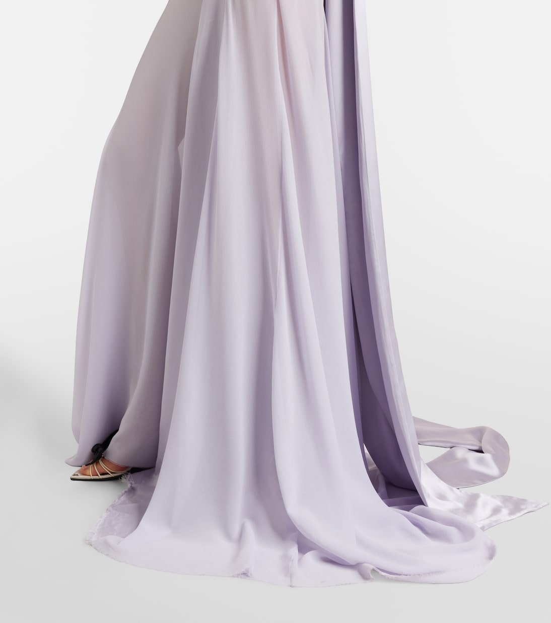 McQueen - Bow-detail satin-paneled silk georgette gown