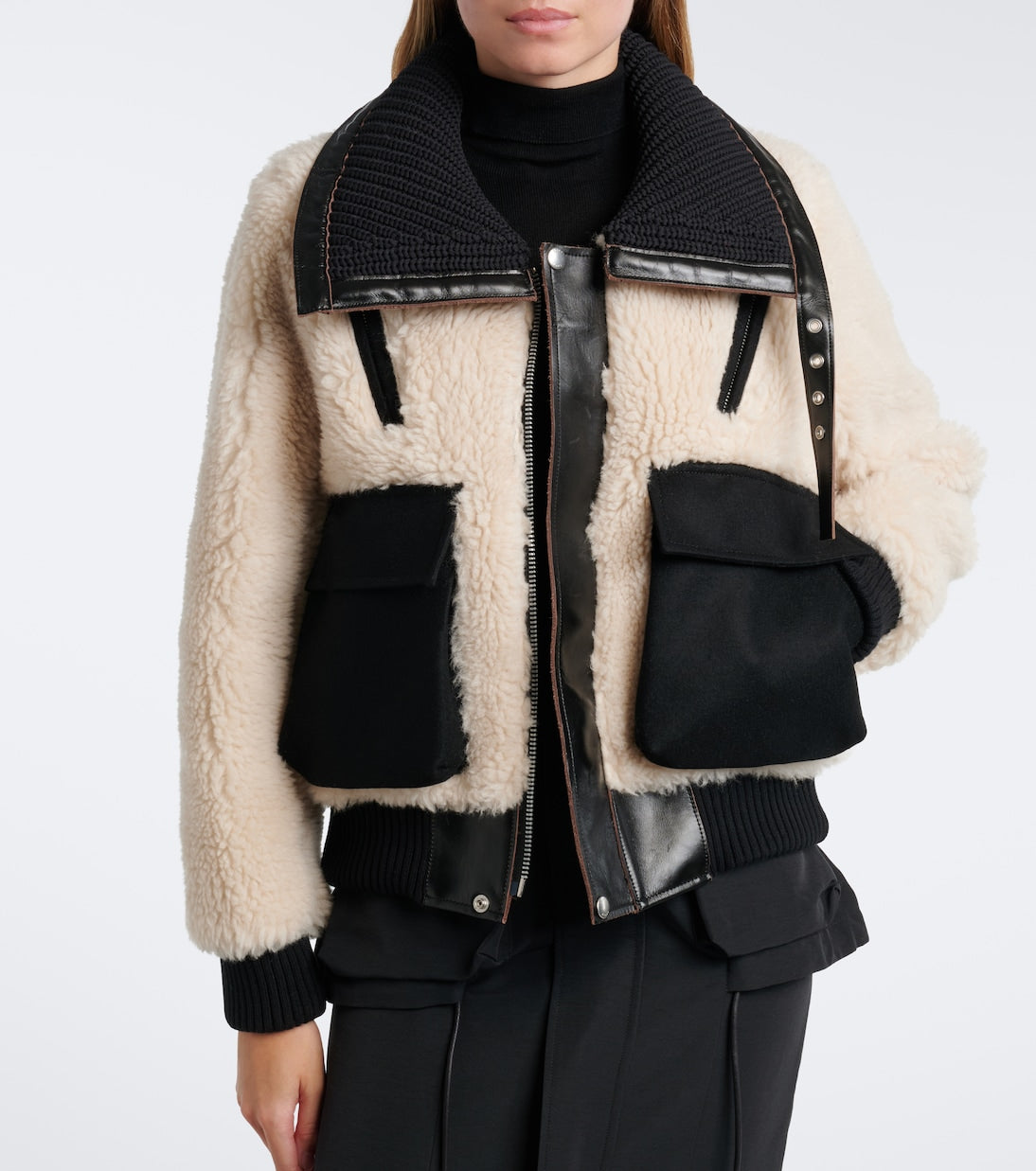 Sacai - Paneled wool-blend blouson jacket