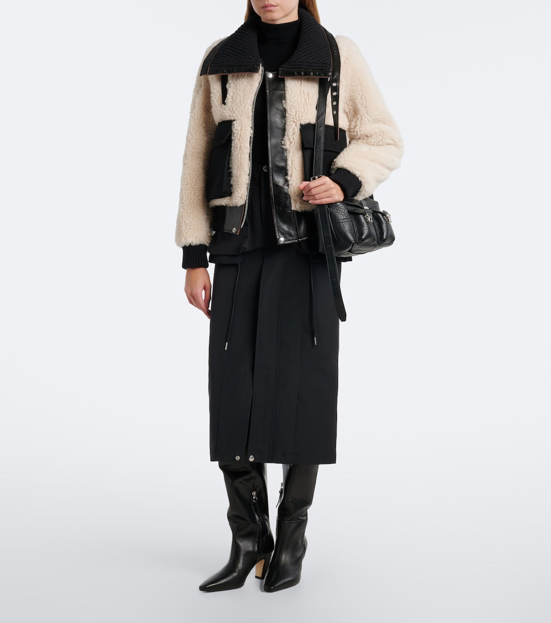 Sacai - Paneled wool-blend blouson jacket