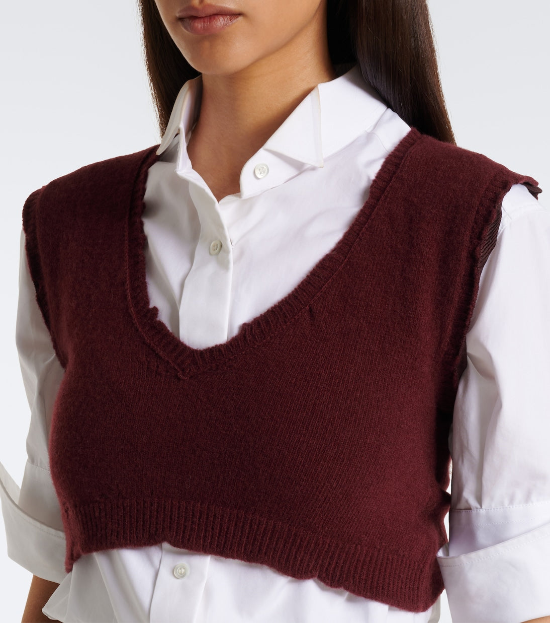 Maison Margiela - Cropped virgin wool sweater vest